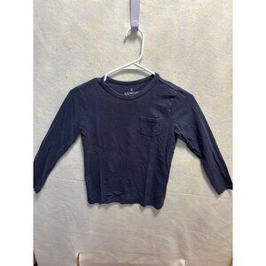 Crewcuts Kids Long Sleeve Navy Tee With Pocket Size M (8-9) Cotton